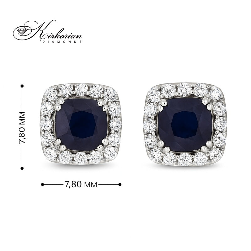 Елегантни обеци от бяло злато 18к със сапфири 0.70ct и диаманти 0.32ct – Код E117193