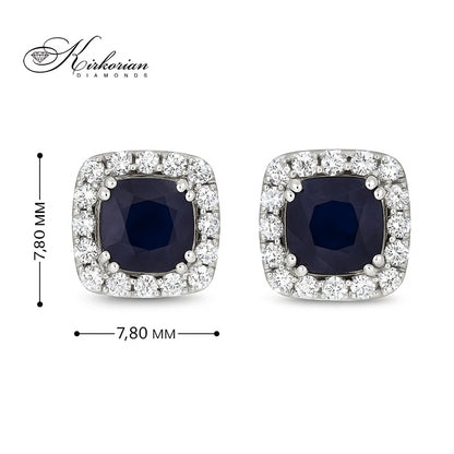 Елегантни обеци от бяло злато 18к със сапфири 0.70ct и диаманти 0.32ct – Код E117193