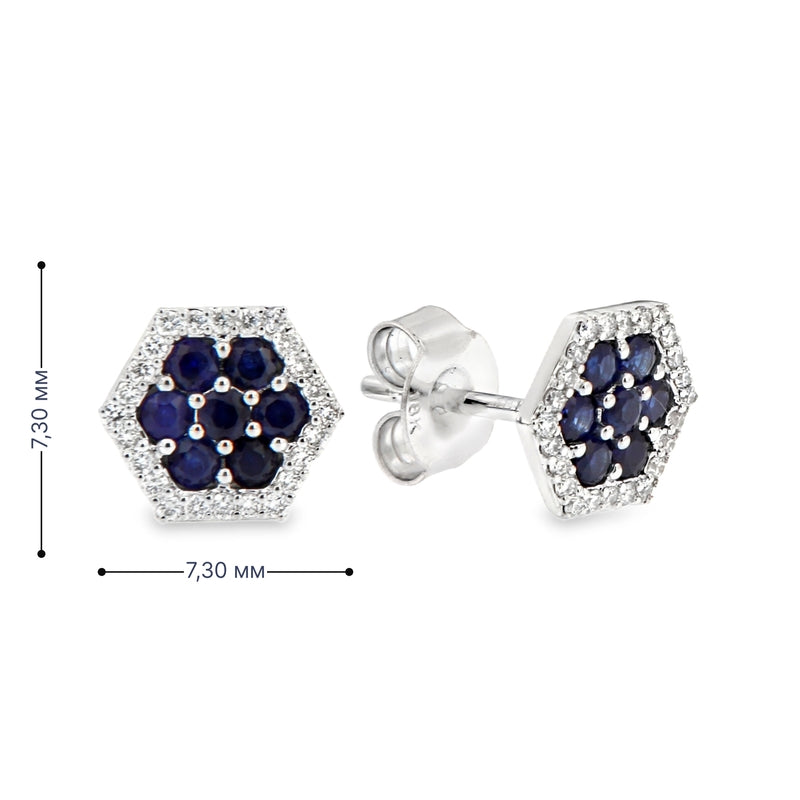 Обеци бяло злато 18к със сапфири 0.56ct и диаманти 0.14ct – Код ER017374