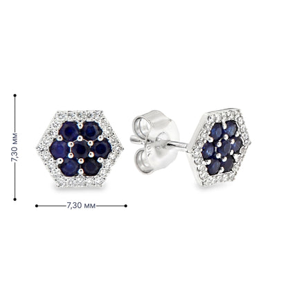 Обеци бяло злато 18к със сапфири 0.56ct и диаманти 0.14ct – Код ER017374