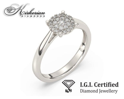Годежен пръстен от бяло злато 14К с диаманти 0.25 ct IGI сертификат код F1 Оферта без конкуренция