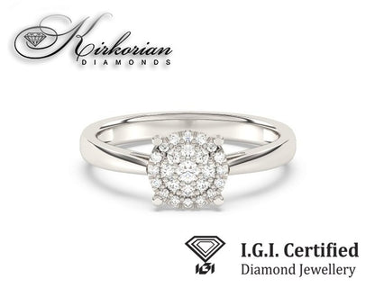 Годежен пръстен от бяло злато 14К с диаманти 0.25 ct IGI сертификат код F1 Оферта без конкуренция