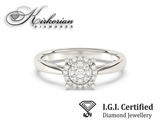 Годежен пръстен от бяло злато 14К с диаманти 0.25 ct IGI сертификат код F1 Оферта без конкуренция