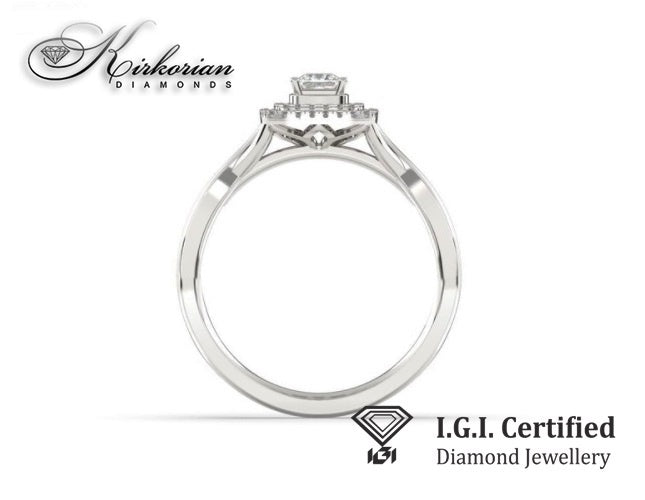 Годежен пръстен от бяло злато 14к с диаманти 0.34ct – IGI сертификат – код F16