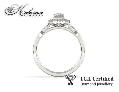 Годежен пръстен от бяло злато 14к с диаманти 0.34ct – IGI сертификат – код F16