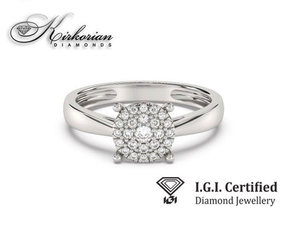 Годежен пръстен от бяло злато 14К с диаманти 0.25 ct IGI сертификат код F18 Оферта без конкуренция