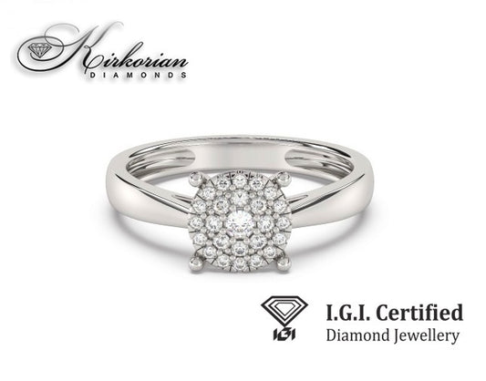 Годежен пръстен от бяло злато 14К с диаманти 0.25 ct IGI сертификат код F18 Оферта без конкуренция
