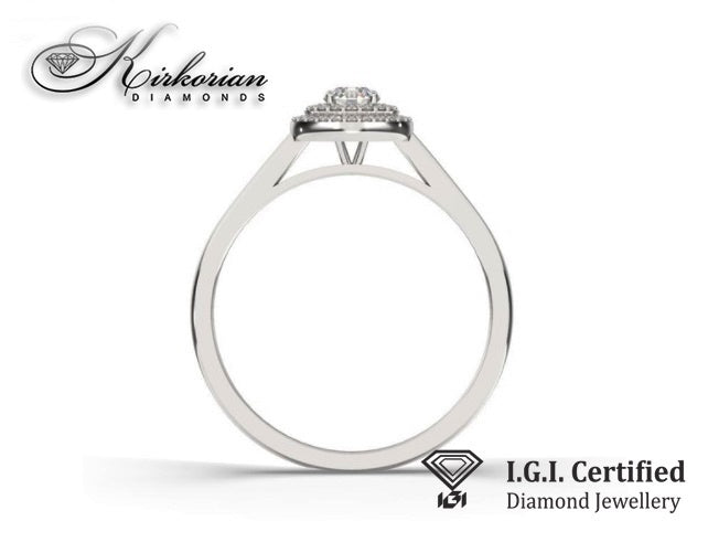 Годежен пръстен от бяло злато 14К с диаманти 0.22 ct IGI сертификат код F20 Специална оферта