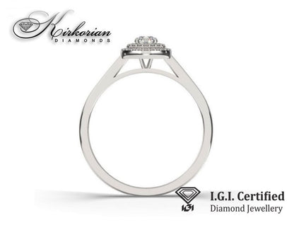 Годежен пръстен от бяло злато 14К с диаманти 0.22 ct IGI сертификат код F20 Специална оферта