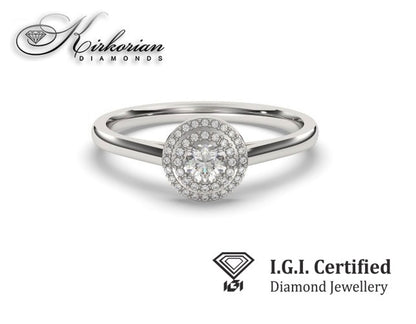 Годежен пръстен от бяло злато 14К с диаманти 0.22 ct IGI сертификат код F20 Специална оферта