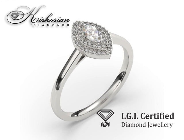 Годежен пръстен от бяло злато 14К с диаманти 0.23 ct IGI сертификат F22 ТОП ЦЕНА