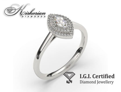 Годежен пръстен от бяло злато 14К с диаманти 0.23 ct IGI сертификат F22 ТОП ЦЕНА