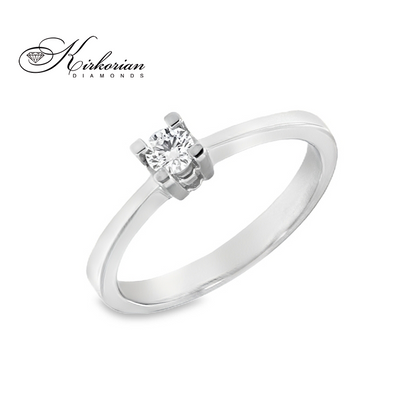 Елегантен годежен пръстен с диамант 0.18 ct от бяло или жълто злато 14К – KD сертификат