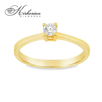 Елегантен годежен пръстен с диамант 0.18 ct от бяло или жълто злато 14К – KD сертификат
