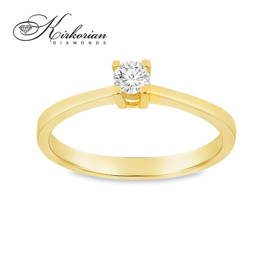 Елегантен годежен пръстен с диамант 0.18 ct от бяло или жълто злато 14К – KD сертификат