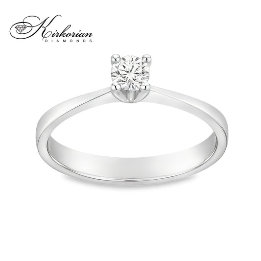 Класически годежен пръстен с диамант 0.18 ct от бяло или жълто злато 14К – стилен избор с KD сертификат