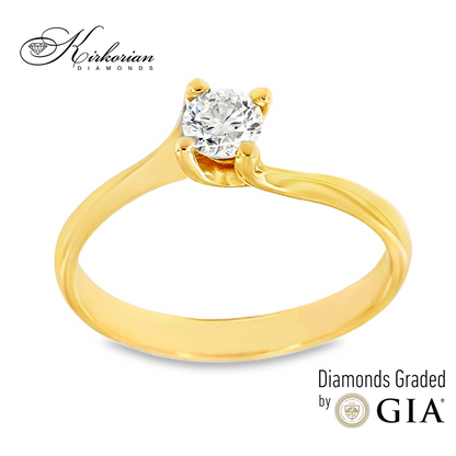 Годежен пръстен с диамант 0.30ct GIA от жълто злато 14к – модел G368