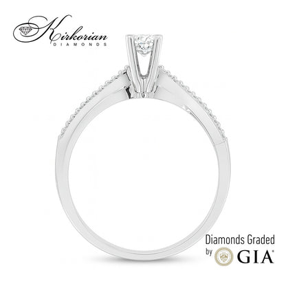Годежен пръстен бяло злато 14к. с диамант 0.30 карата GIA сертификат кодG372