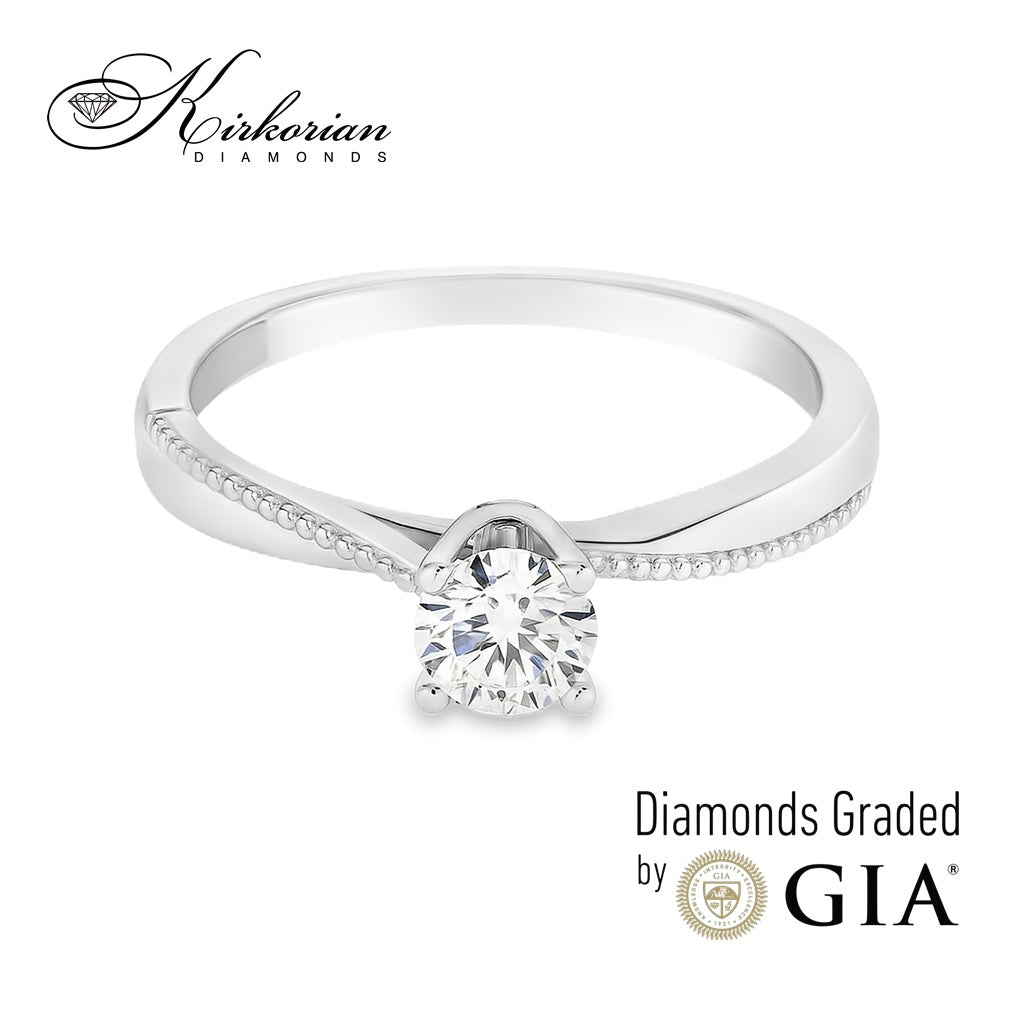 Годежен пръстен бяло злато 14к. с диамант 0.30 карата GIA сертификат кодG372