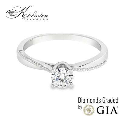 Годежен пръстен бяло злато 14к. с диамант 0.30 карата GIA сертификат кодG372