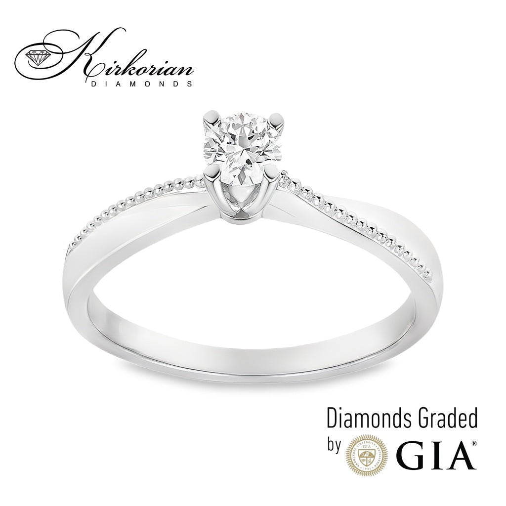 Годежен пръстен бяло злато 14к. с диамант 0.30 карата GIA сертификат кодG372