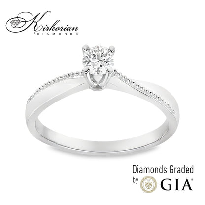 Годежен пръстен бяло злато 14к. с диамант 0.30 карата GIA сертификат кодG372