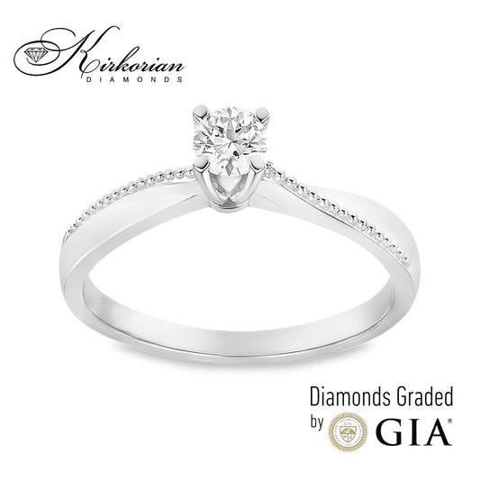 Годежен пръстен бяло злато 14к. с диамант 0.30 карата GIA сертификат кодG372