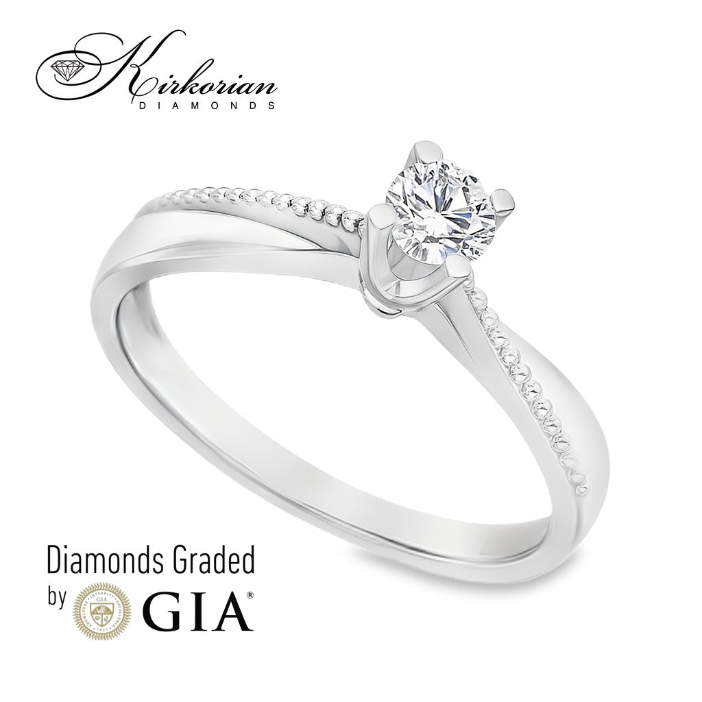 Годежен пръстен бяло злато 14к. с диамант 0.30 карата GIA сертификат кодG372