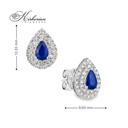 Луксозни обеци бяло злато 18к с капковидни сапфири 1.06 ct и диаманти 0.53 ct – Код IT10