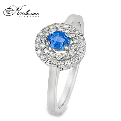 Годежен пръстен със сапфир 0.48 ct и диаманти 0.20 ct от бяло злато 18К – модел IT21