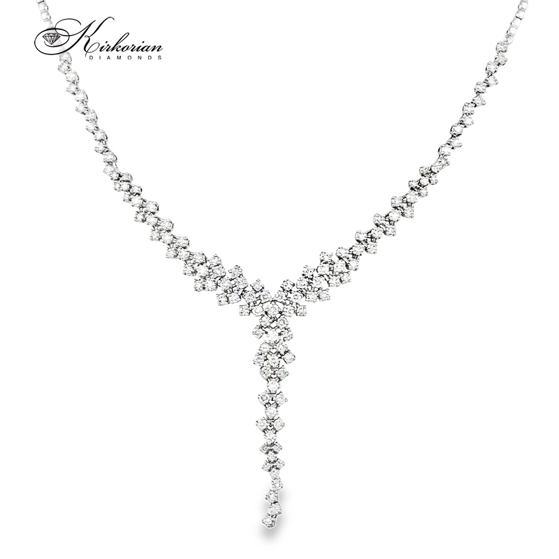 Луксозно колие от бяло злато 18k с диаманти 2.49ct – модел IT32 с изящна Y-форма
