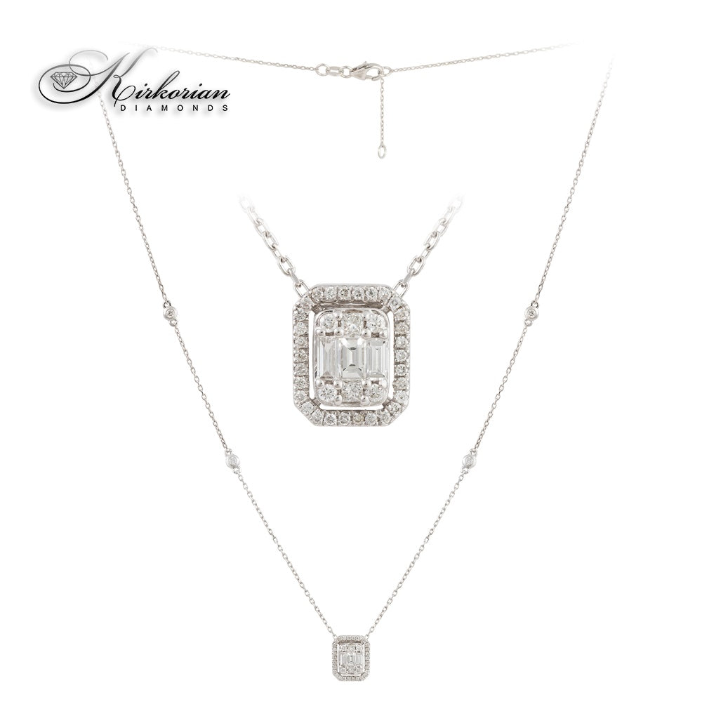 Колие от бяло злато 18k с диаманти 0.42ct – модел IT34 с багет и кръгли диаманти