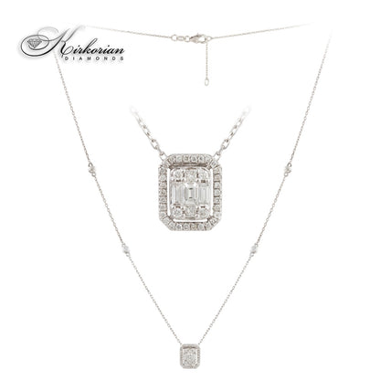 Колие от бяло злато 18k с диаманти 0.42ct – модел IT34 с багет и кръгли диаманти
