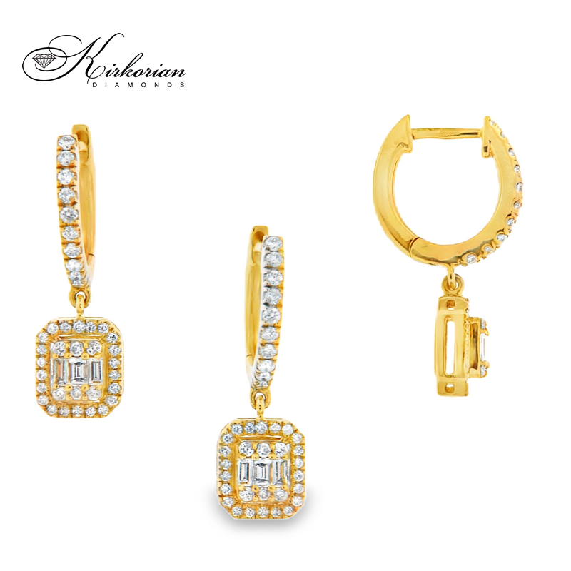 Висящи обеци жълто злато 18к с диаманти 0.47 ct – Код IT36