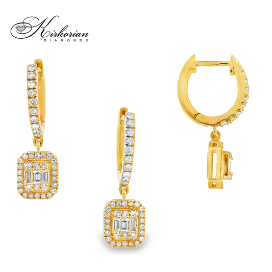 Висящи обеци жълто злато 18к с диаманти 0.47 ct – Код IT36