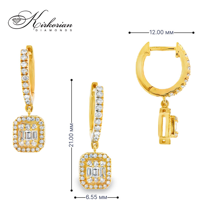 Висящи обеци жълто злато 18к с диаманти 0.47 ct – Код IT36