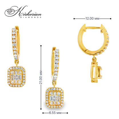 Висящи обеци жълто злато 18к с диаманти 0.47 ct – Код IT36