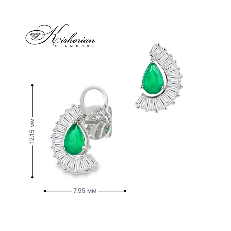 Обеци бяло злато 18к с диаманти 0.67 ct и смарагди 0.65 ct – Код IT37