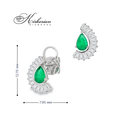 Обеци бяло злато 18к с диаманти 0.67 ct и смарагди 0.65 ct – Код IT37