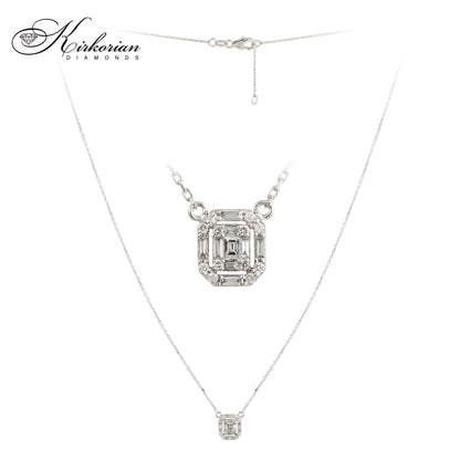 Колие от бяло злато 18k с диаманти 0.27ct – елегантен модел IT40 с кръгли и багет диаманти