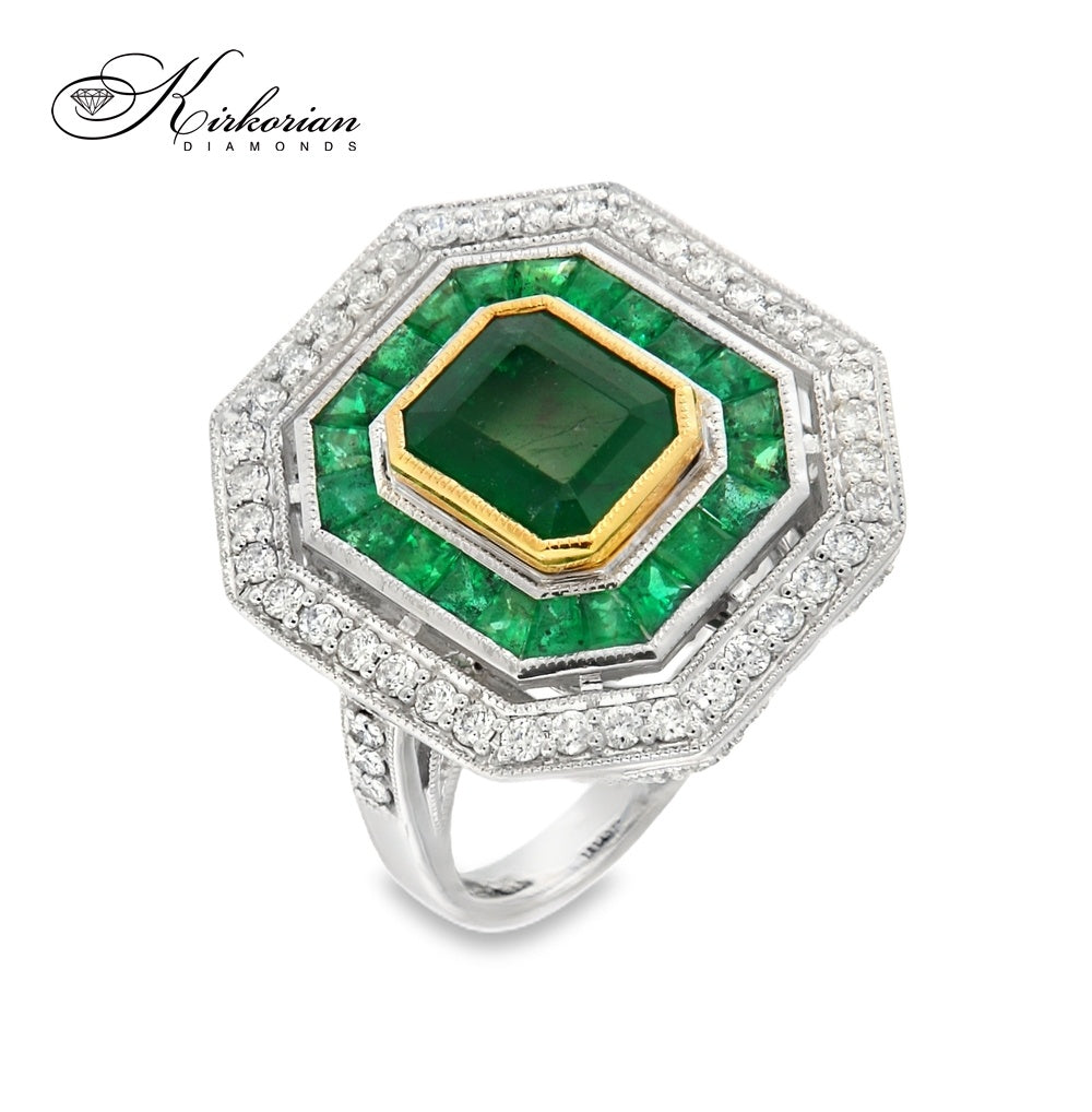 Бутиков пръстен с 2.84ct смарагди и 0.92ct диаманти – бяло злато 18K | Код: IT45