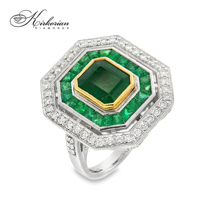 Бутиков пръстен с 2.84ct смарагди и 0.92ct диаманти – бяло злато 18K | Код: IT45