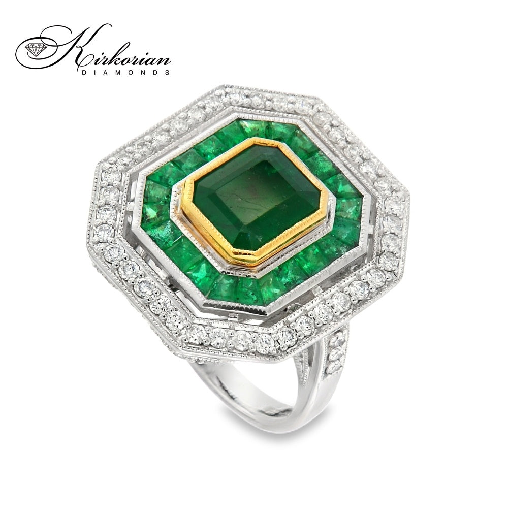Бутиков пръстен с 2.84ct смарагди и 0.92ct диаманти – бяло злато 18K | Код: IT45