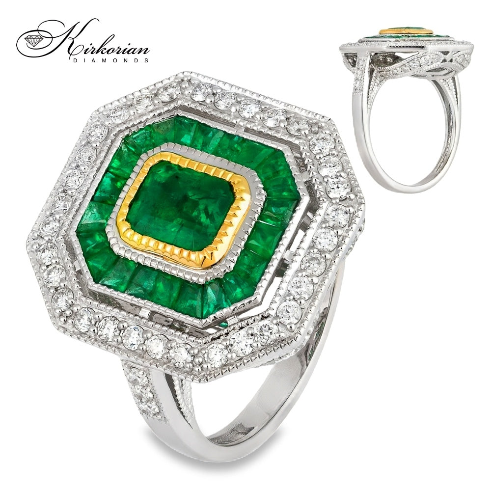 Бутиков пръстен с 2.84ct смарагди и 0.92ct диаманти – бяло злато 18K | Код: IT45