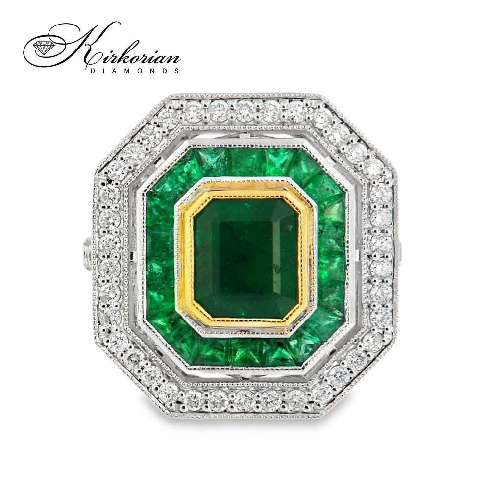 Бутиков пръстен с 2.84ct смарагди и 0.92ct диаманти – бяло злато 18K | Код: IT45