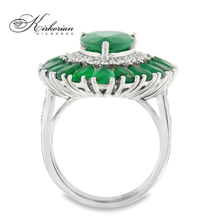 Уникален бутиков пръстен с 7.84ct смарагди и 0.50ct диаманти – бяло злато 18K | Код: IT46