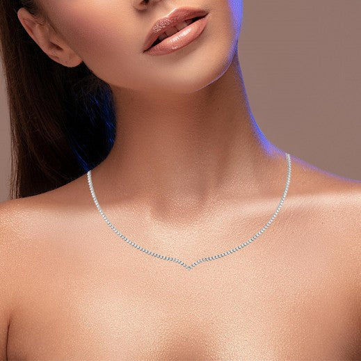 диамантено колие тенис стил бяло злато 18k с диаманти 2.13 ct V образен акцент IT59