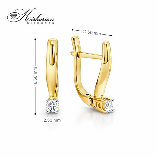 Обеци с английско закопчаване и диаманти 0.12 ct от жълто злато 14К 10210035G размер 16.50 мм