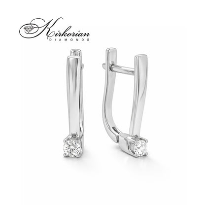 Обеци от бяло злато 14К с диамант 0.15 ct K10036B – класически модел с английско закопчаване