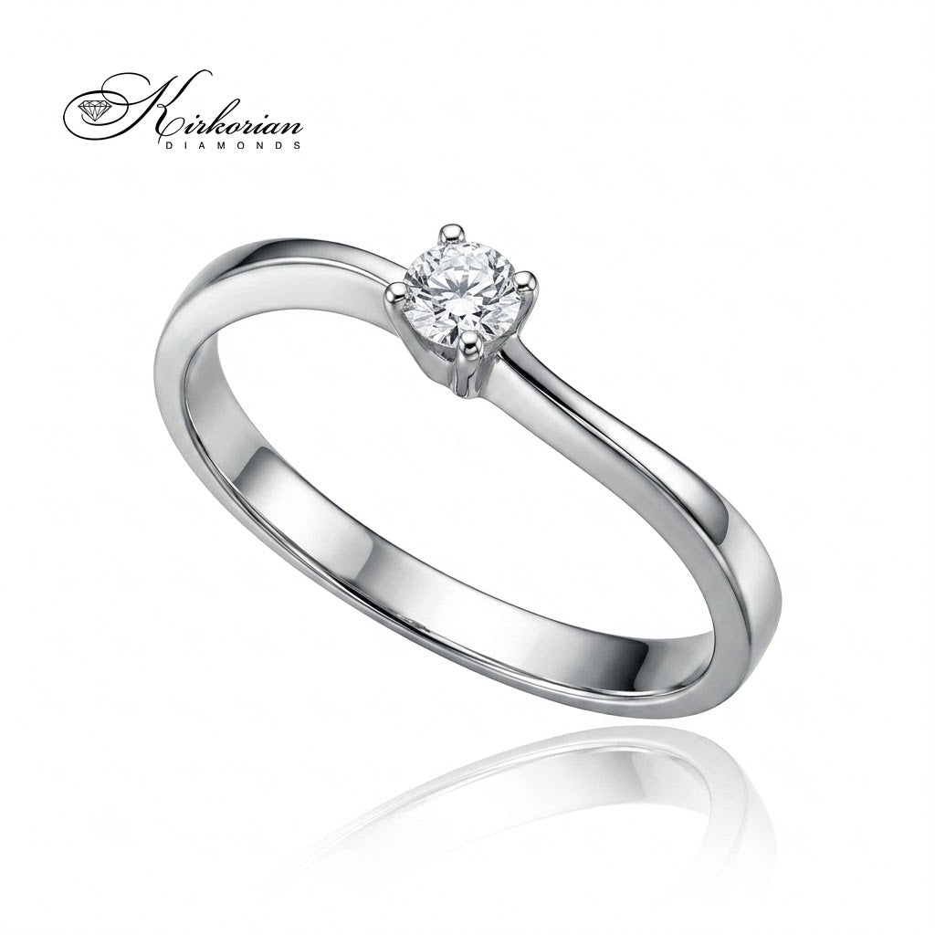 14K white gold engagement ring with 0.10 ct diamond – classic model with a clean design | K116